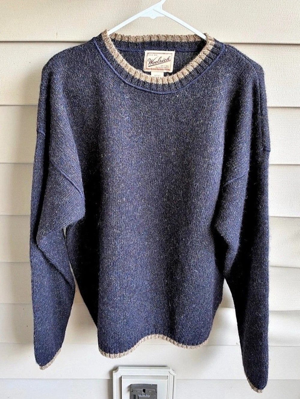 Vintage 90s Woolrich Wool Blend Sweater Pullover Size XL Navy Blue Outdoor Cozy